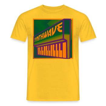 Synthwave Keyboard Green Orange - Männer T-Shirt - Gelb - Vorne - AI Model Male 178 dark (178cm)