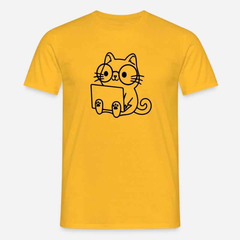 Programmierer Coding Nerd Katze - Männer T-Shirt - Gelb