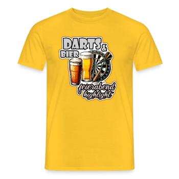 Darts und Bier Feierabend highlight- Dart Spruch - Männer T-Shirt - Gelb - Vorne - AI Model Male 178 dark (178cm)