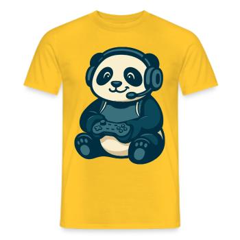 Panda Gamer Geek Gaming - Männer T-Shirt - Gelb - Vorne - AI Model Male 178 dark (178cm)