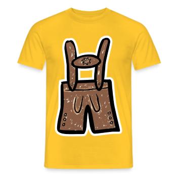 Lederhose - Farbige Zeichnung - Männer T-Shirt - Gelb - Vorne - AI Model Male 178 dark (178cm)
