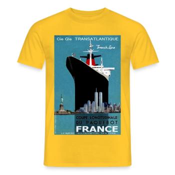 POSTER LINER FRANCE Louis RUNEMBERG © Adagp - Men's T-Shirt - yellow - Front - AI Model Male 178 dark (178cm)