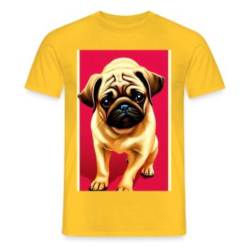 Mops Hund - Männer T-Shirt - Gelb - Vorne - AI Model Male 178 dark (178cm)