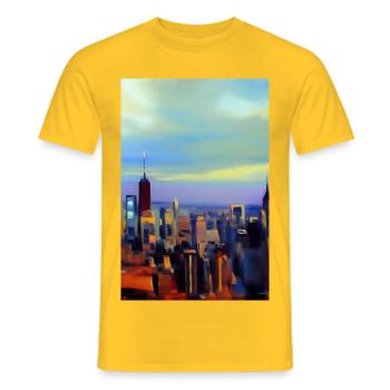 New York City Skyline - Men's T-Shirt - yellow - Front - AI Model Male 178 dark (178cm)