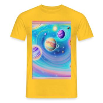 Weltall und Planeten - Männer T-Shirt - Gelb - Vorne - AI Model Male 178 dark (178cm)