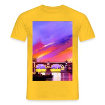 Bridges in London - Men's T-Shirt - yellow - Front - AI Model Male 178 dark (178cm)