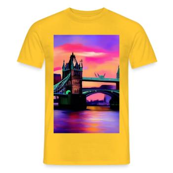 Bridges in London - Men's T-Shirt - yellow - Front - AI Model Male 178 dark (178cm)