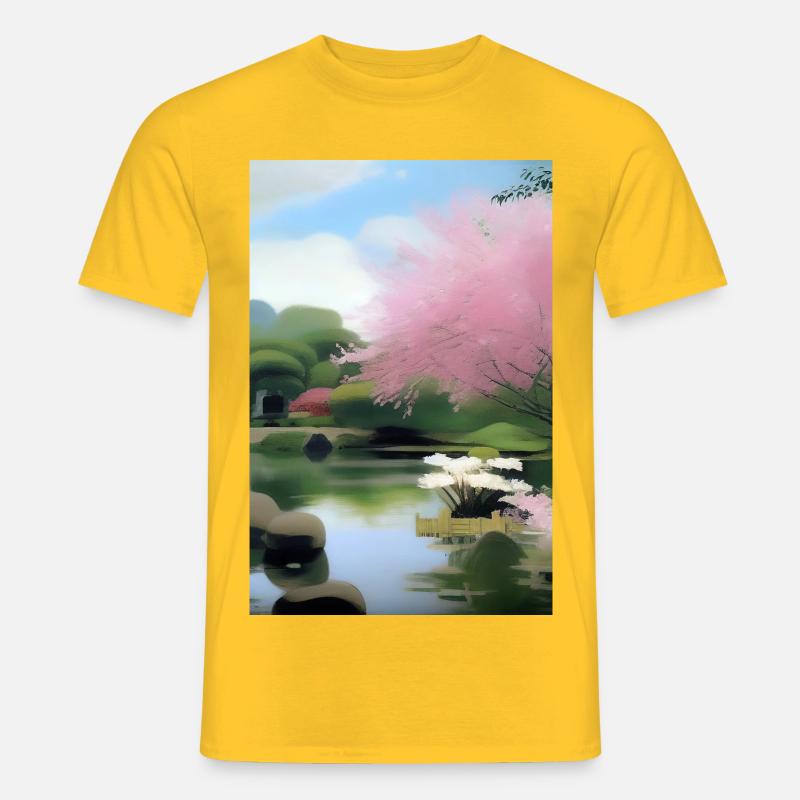 Chinesischer Zen Garten - Männer T-Shirt - Gelb
