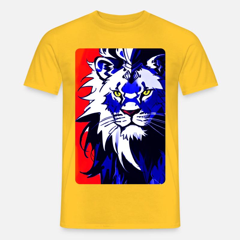Blauer Löwe (Design1) - Männer T-Shirt - Gelb