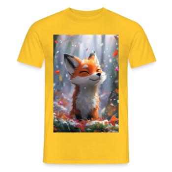 Fuchs Illustration Poster - Männer T-Shirt - Gelb - Vorne - AI Model Male 178 dark (178cm)