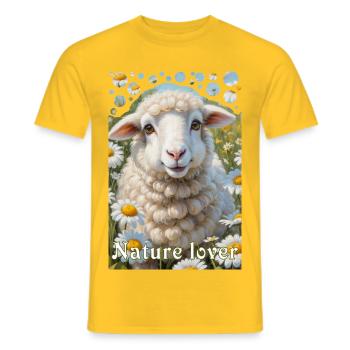 Amoureux de la nature câlin mouton fleur prairie - T-shirt homme - jaune - Devant - AI Model Male 178 dark (178cm)