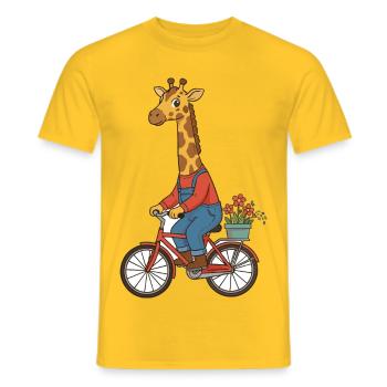 Skurriles Giraffen-Reiter-Design - Männer T-Shirt - Gelb - Vorne - AI Model Male 178 dark (178cm)