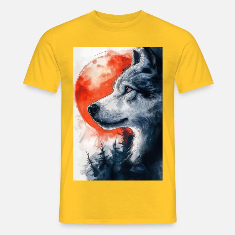 Illustration eines Wolfes - Männer T-Shirt - Gelb