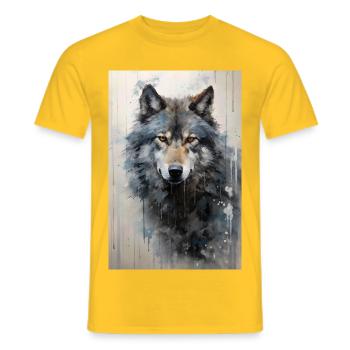 Illustration eines Wolfes - Männer T-Shirt - Gelb - Vorne - AI Model Male 178 dark (178cm)