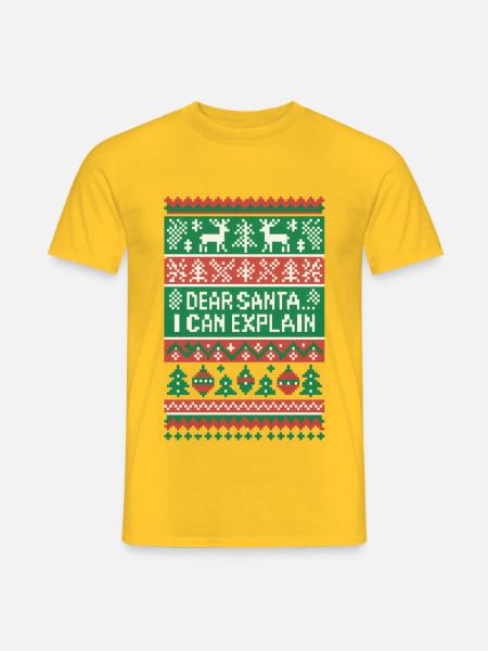 Ugly Christmas Weihnachten Santa - Männer T-Shirt - Gelb