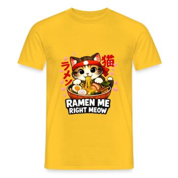 Ramen Kawaii Cat Anime - Men's T-Shirt - yellow - Front - AI Model Male 178 dark (178cm)