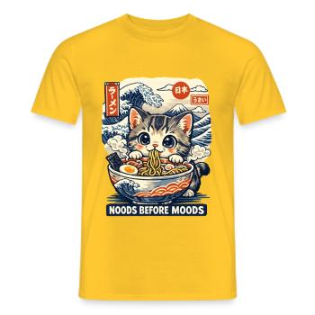 Kawaii Neko Ramen Cat Noodle Anime - Men's T-Shirt - yellow - Front - AI Model Male 178 dark (178cm)