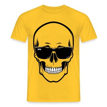 Line skull Spike black contrast with smile - Men's T-Shirt - yellow - Front - AI Model Male 178 dark (178cm)