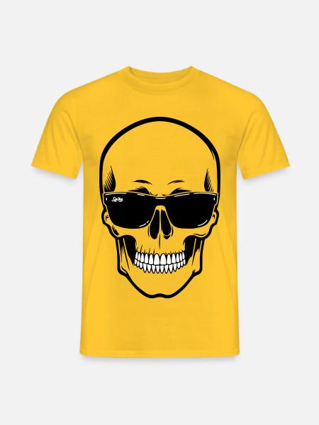 Line skull Spike black contrast with smile - Men's T-Shirt - yellow