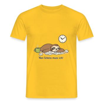 Faultier N Scheiß muss ich Homeoffice - Männer T-Shirt - Gelb - Vorne - AI Model Male 178 dark (178cm)