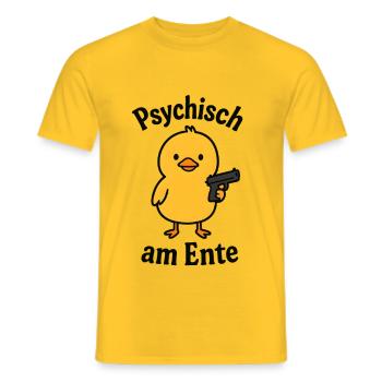 Psychisch Am Ente Lustiger Spruch - Männer T-Shirt - Gelb - Vorne - AI Model Male 178 dark (178cm)
