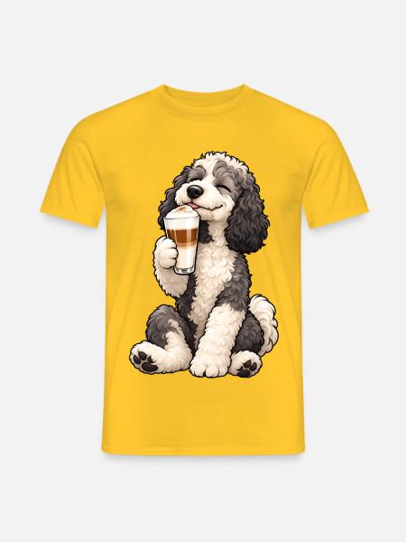 Schafpudel mit Latte Macchiato - Männer T-Shirt - Gelb