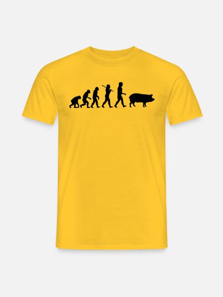 Evolution zum Schwein - Männer T-Shirt - Gelb