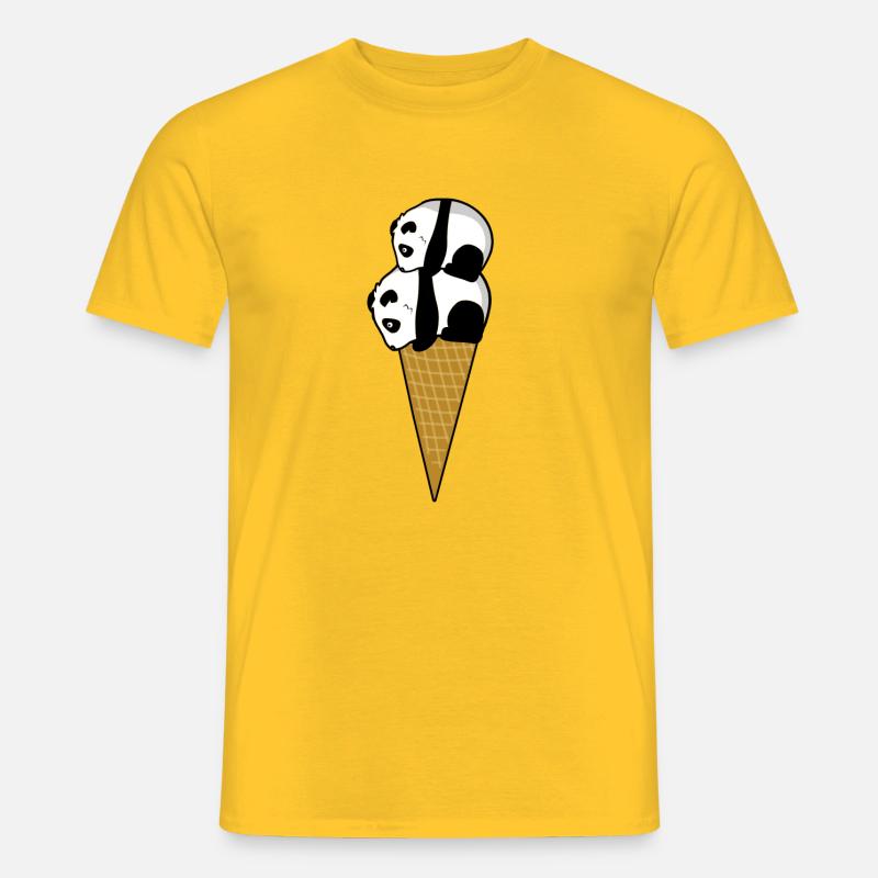 Lustiger Panda Eisbär Eis Geschenk - Männer T-Shirt - Gelb
