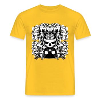 Skull and Brain - Men's T-Shirt - yellow - Front - AI Model Male 178 dark (178cm)