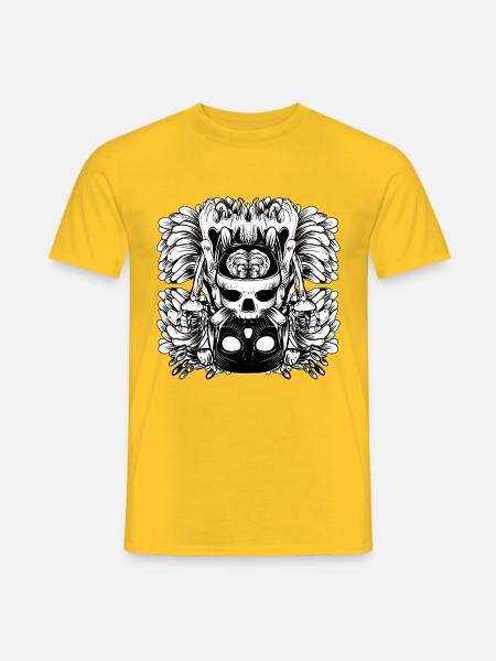Skull and Brain - Men's T-Shirt - yellow