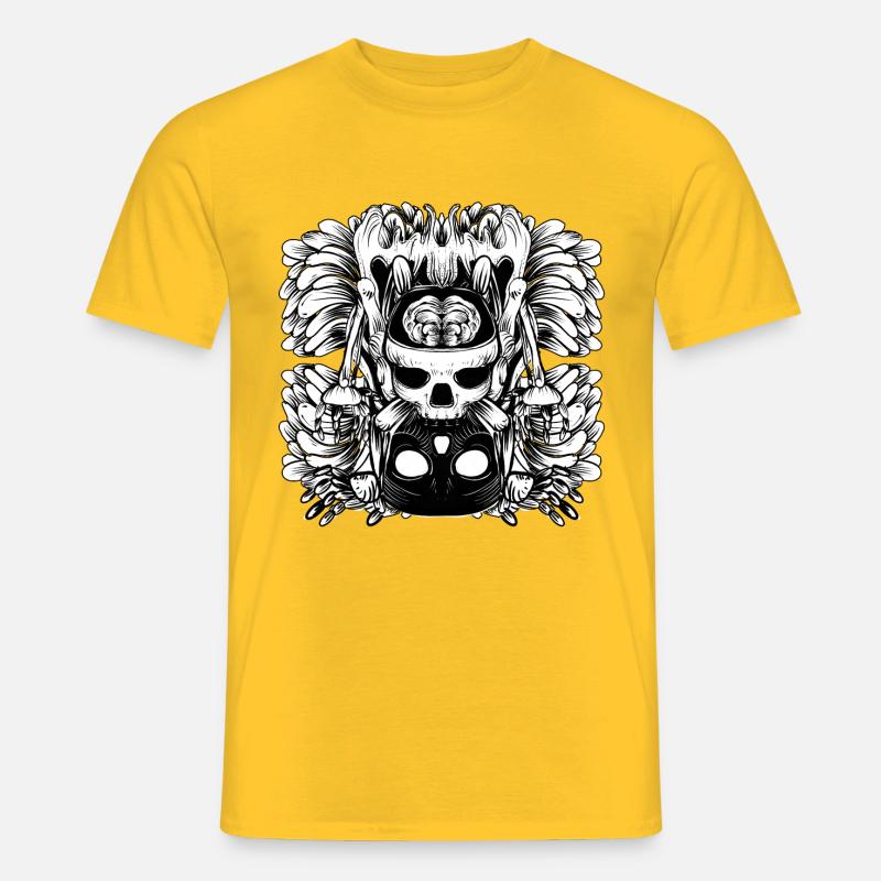 Schädel und Gehirn - Männer T-Shirt - Gelb