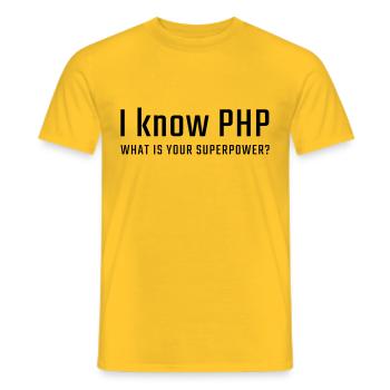 Ich kenne PHP - Männer T-Shirt - Gelb - Vorne - AI Model Male 178 dark (178cm)