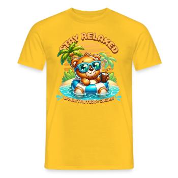Stay Relaxed Teddy Bear - Men's T-Shirt - yellow - Front - AI Model Male 178 dark (178cm)