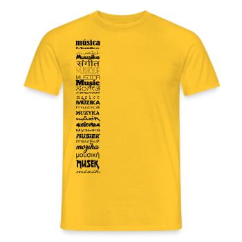 music - Men's T-Shirt - yellow - Front - AI Model Male 178 dark (178cm)