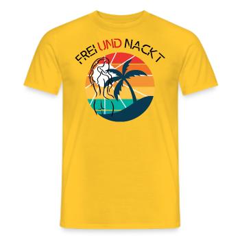 Frei und Nackt - Männer T-Shirt - Gelb - Vorne - AI Model Male 178 dark (178cm)