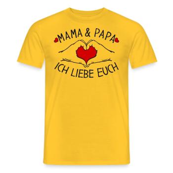 Mama und Papa ich liebe Euch - Männer T-Shirt - Gelb - Vorne - AI Model Male 178 dark (178cm)