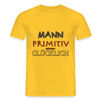 Mann primitiv gluecklich - Männer T-Shirt - Gelb - Vorne - AI Model Male 178 dark (178cm)