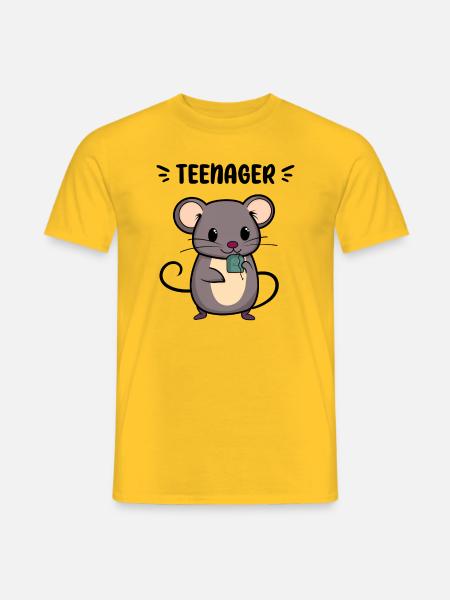 TEENAGER TEE NAGER MAUS TRINKEN GETRÄNK TEEBEUTEL - Männer T-Shirt - Gelb