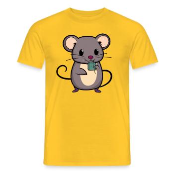SOURIS RAT RONGEUR SACHET DE THÉ ANIMAL DE COMPAGNIE CHAT MIGNON - T-shirt homme - jaune - Devant - AI Model Male 178 dark (178cm)