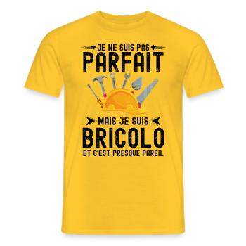 bricolo bricoleur parfait - T-shirt homme - jaune - Devant - AI Model Male 178 dark (178cm)