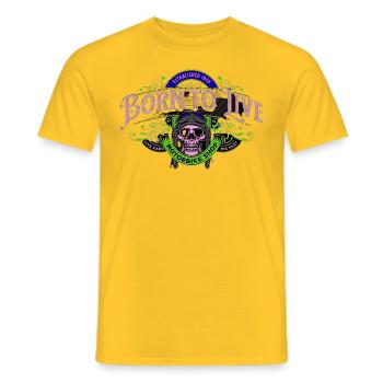 Motorrad Patch geboren zum Leben - Pink - Männer T-Shirt - Gelb - Vorne - AI Model Male 178 dark (178cm)