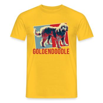 Golden Doodle Dog Dog Walk Mistress Master Dog - Men's T-Shirt - yellow - Front - AI Model Male 178 dark (178cm)