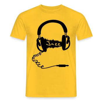 Headphones Audio Wave Motif: Jazz music Audiophile - Men's T-Shirt - yellow - Front - AI Model Male 178 dark (178cm)