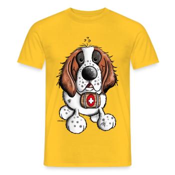 Saint Bernard cartoon - Men's T-Shirt - yellow - Front - AI Model Male 178 dark (178cm)