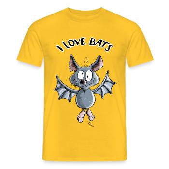 I Love Bats - Fledermaus - Fledermäuse - Männer T-Shirt - Gelb - Vorne - AI Model Male 178 dark (178cm)