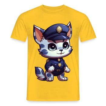 Kitten Police - Men's T-Shirt - yellow - Front - AI Model Male 178 dark (178cm)