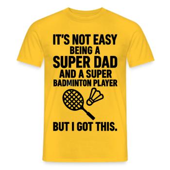 Badminton – Super Papa Badminton Player - Men's T-Shirt - yellow - Front - AI Model Male 178 dark (178cm)