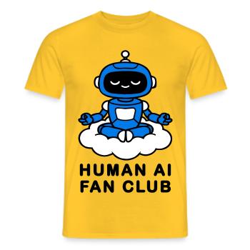 Human AI Fan Club - Men's T-Shirt - yellow - Front - AI Model Male 178 dark (178cm)