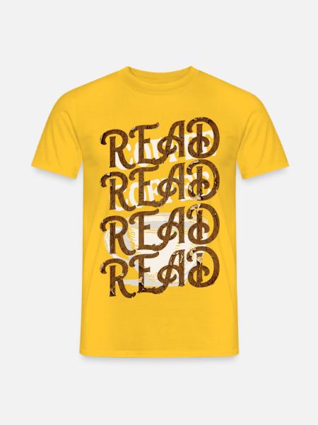 Read Design - Vintage Look mit Kaffeehintergrund - Männer T-Shirt - Gelb