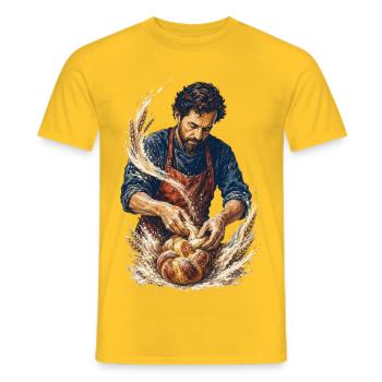 Handwerklicher Bäcker: Rustikales Brot - Männer T-Shirt - Gelb - Vorne - AI Model Male 178 dark (178cm)